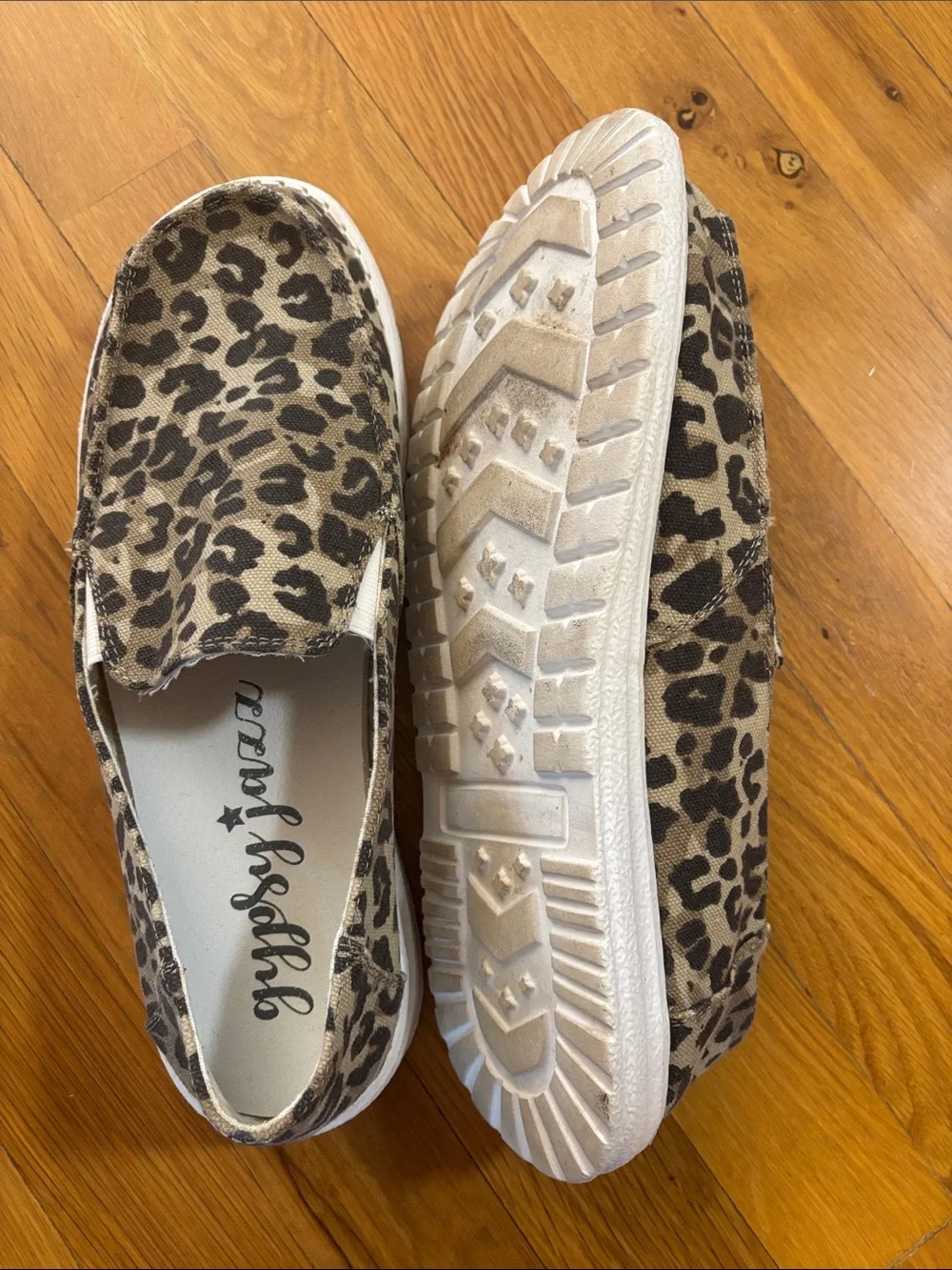 Gypsy Jazz Leopard Print Slip-On Flats in Taupe and Brown
